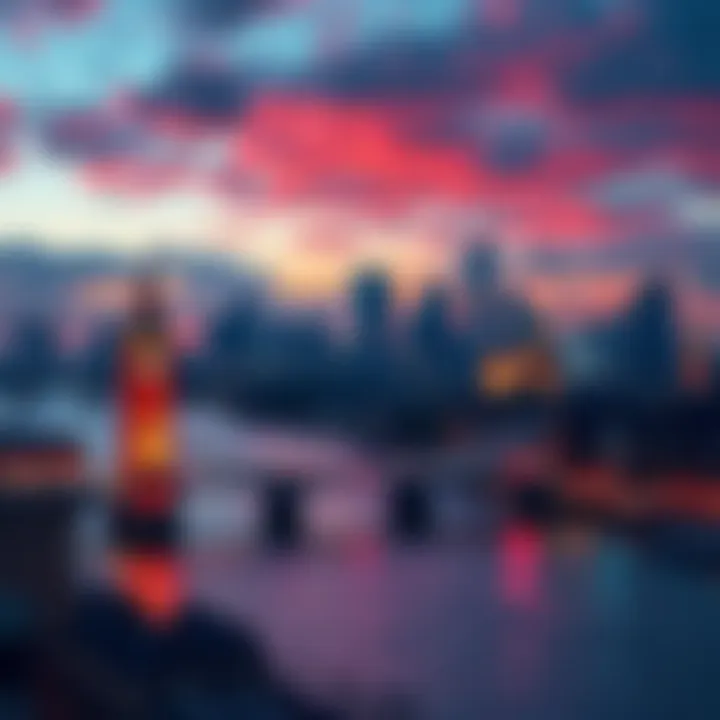 A view of London's skyline featuring technology and innovation symbols, representing the potential move of Anthropic to the UK.