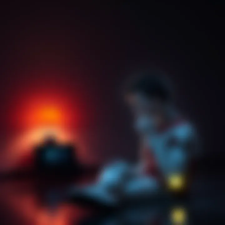 A person sitting alone in a dimly lit room, looking disappointed while an AI device sits beside them, illustrating feelings of isolation.