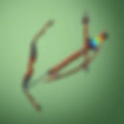 A crafted longbow and crossbow displayed against a plain color background, showcasing their features and design.