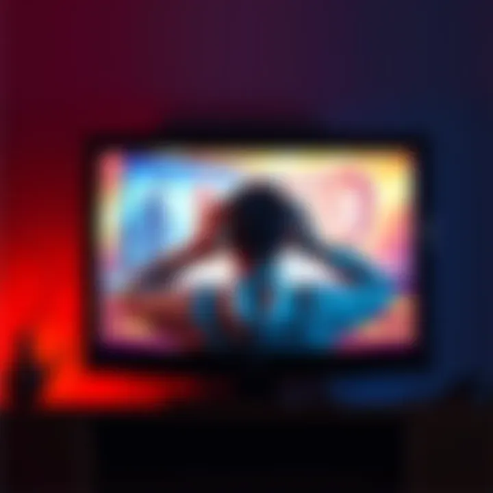 A television screen displaying a loud advertisement with a person covering their ears in frustration, symbolizing the impact of volume disparity in streaming ads.
