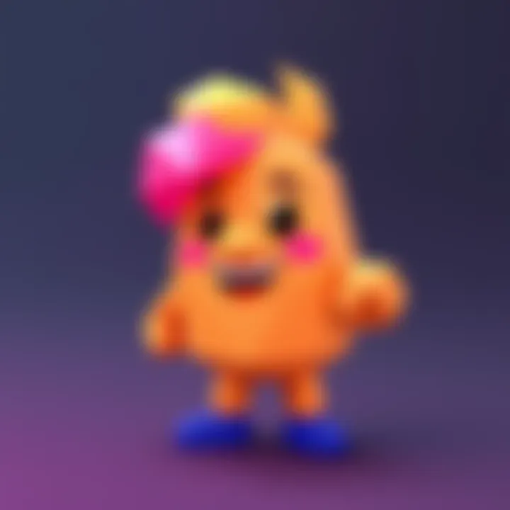 A colorful low poly character model, showcasing simple geometric shapes and a playful design, suitable for 3D modeling