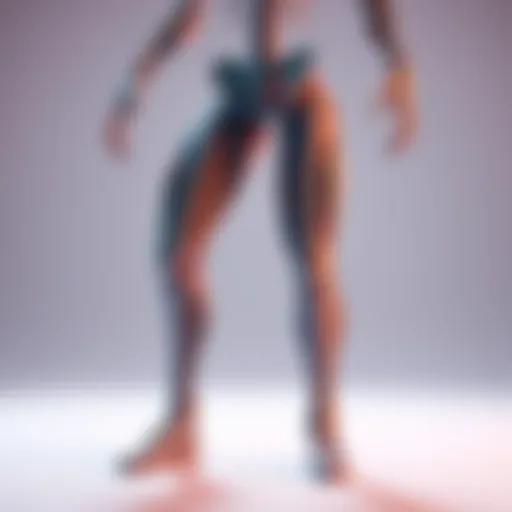 A low poly character model demonstrating improved thigh rotation in Unity, showcasing a simple skeleton and efficient design.