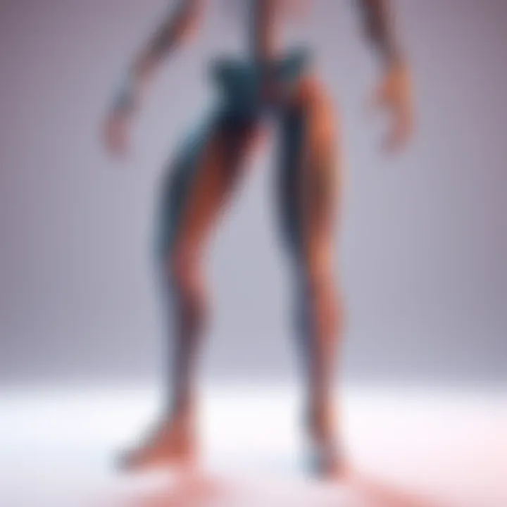 A low poly character model demonstrating improved thigh rotation in Unity, showcasing a simple skeleton and efficient design.