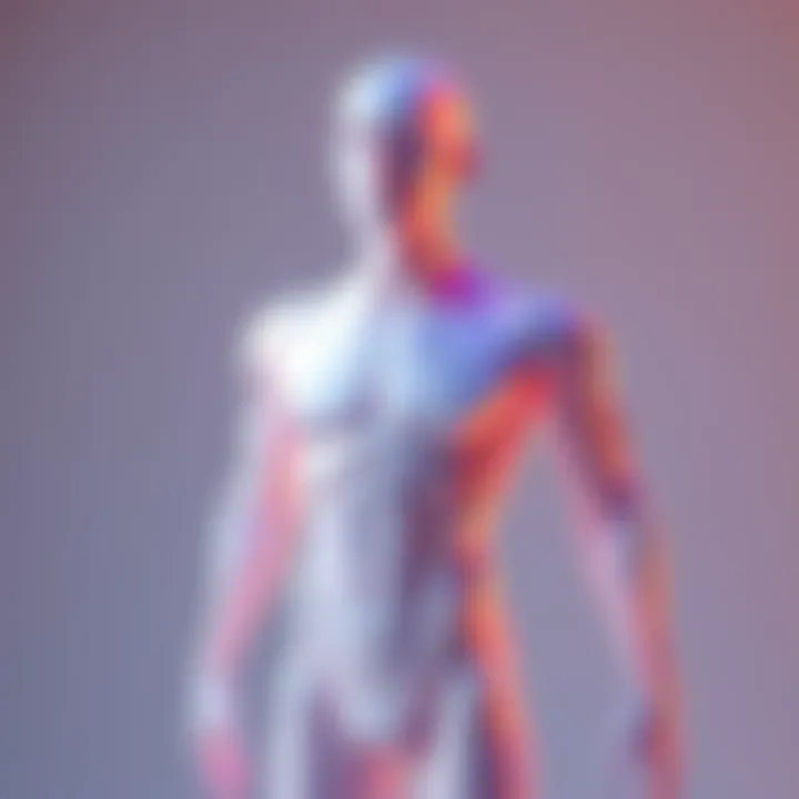 A simplified low poly human body model showcasing a basic structure and topology for design improvement.