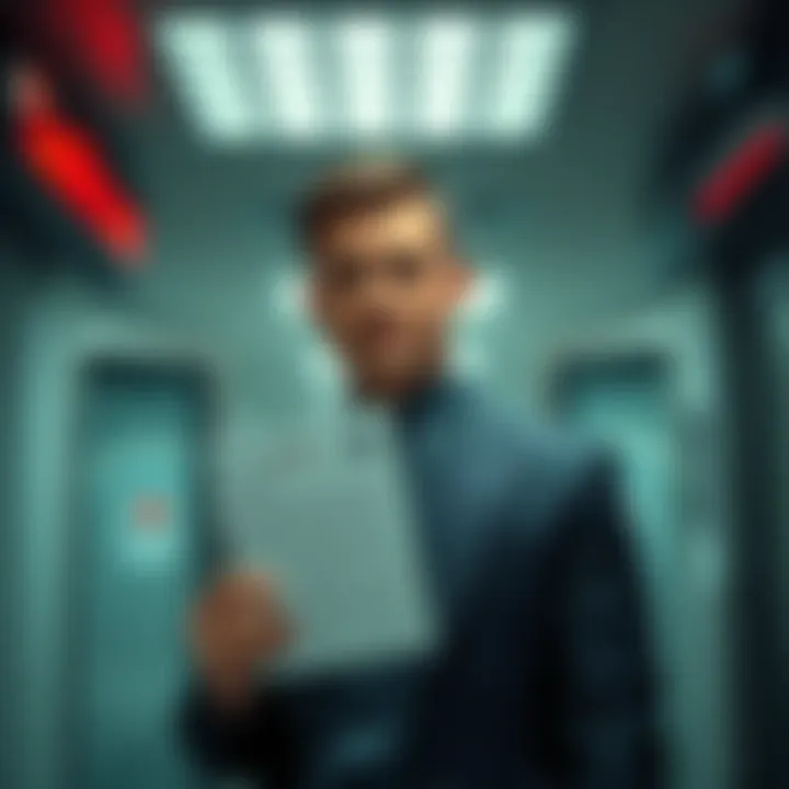 Luke Littler Trademarking His Face Luke Littler stands confidently at a trademark office, holding a document to protect his likeness against AI fakes.