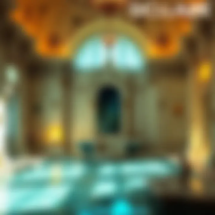 An elegant scene showing the luxurious Bathing Palace from the Silicon Souls game, featuring ornate architecture and serene water features.