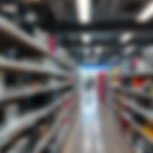 A store shelf with few Mac mini and Mac Studio devices available, showing signs of low stock due to high demand and supply chain problems.