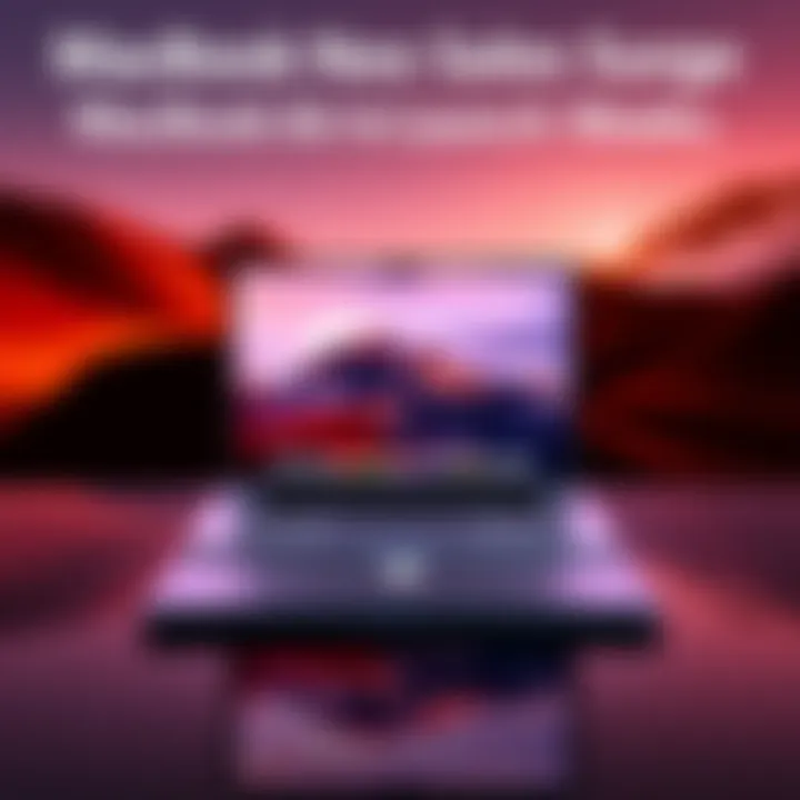 A sleek MacBook Neo laptop displayed prominently, showcasing its modern design and features, reflecting high sales performance over the MacBook Air in the background.