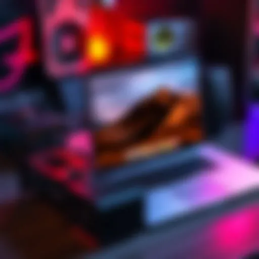 A MacBook Pro featuring the m5 Pro/Max chip alongside a modern NVIDIA graphics card on a desk