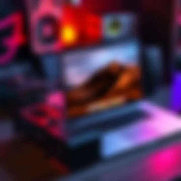 A MacBook Pro featuring the m5 Pro/Max chip alongside a modern NVIDIA graphics card on a desk