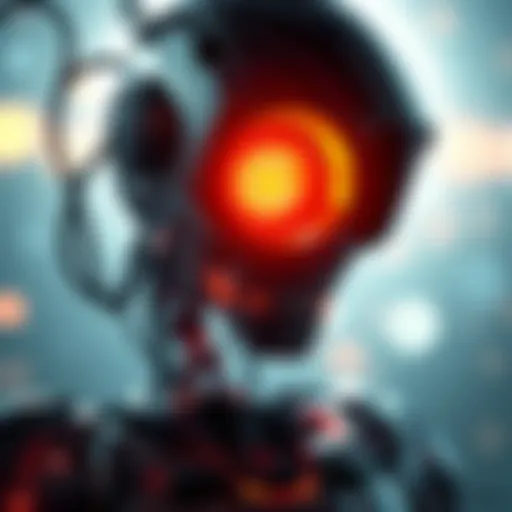 A futuristic machine emitting light, symbolizing creativity and thought in people.