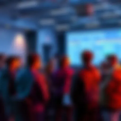 A group of students discussing a presentation on machine learning at a workshop