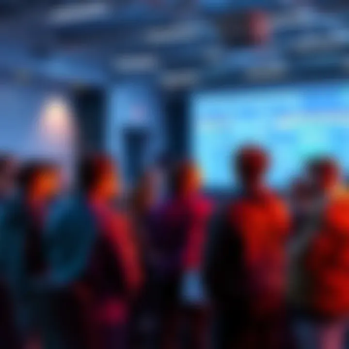 A group of students discussing a presentation on machine learning at a workshop