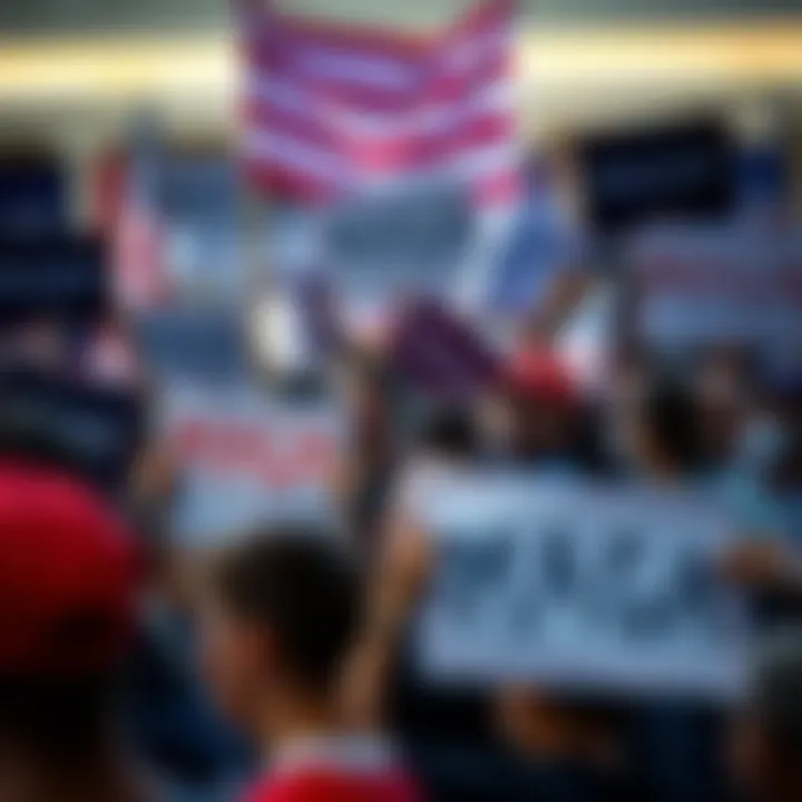 A group of diverse MAGA supporters holding signs at a rally, expressing their beliefs and values.