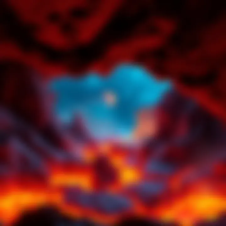 A view of the Magma Cavern showcasing its colorful rock formations and glowing lava pools