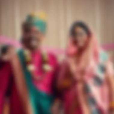 Man marrying his fourth wife A man in traditional attire stands next to his fourth wife, celebrating their marriage in a joyful ceremony.