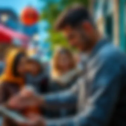 A man engaging with local residents, offering support and assistance in a community setting.