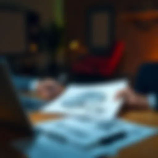 A person drawing a design for an automotive accessory on paper while working at a desk with a laptop and patent documents.