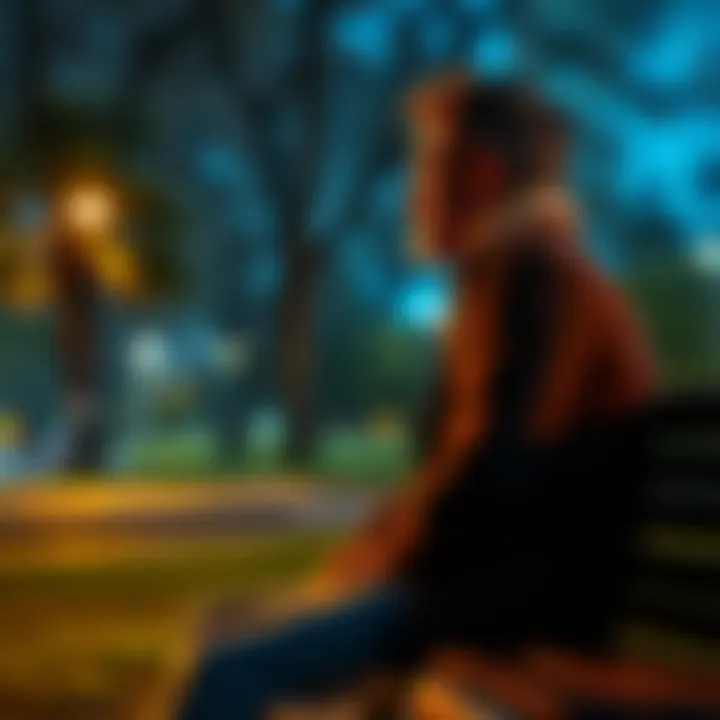 A man sitting on a park bench, gazing thoughtfully into the distance, reflecting on life.