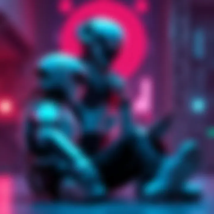 A person sits in front of a robot, discussing technology's effects on sanity.