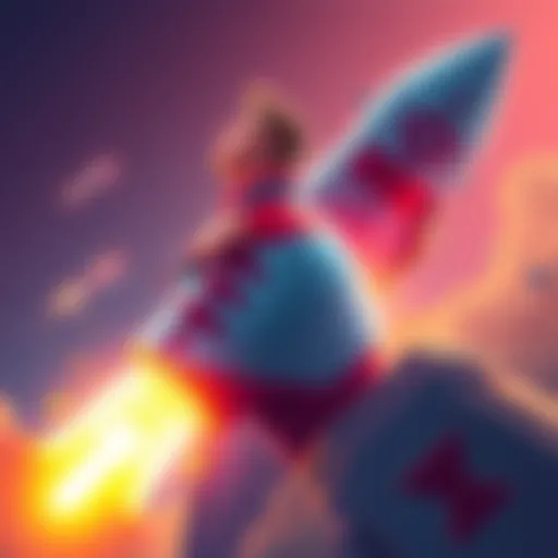 A man morphing into a missile shape, with bright colors and cartoonish features, symbolizing a unique game concept.