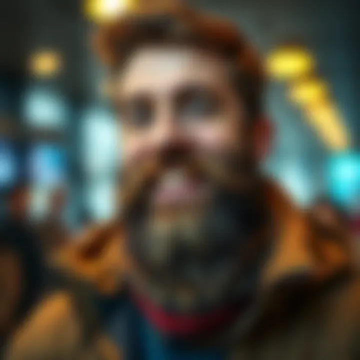 Man with a stylish beard A man showcasing a well-groomed beard while smiling, reflecting the current trend of beards among the 'Apple husband' phenomenon.