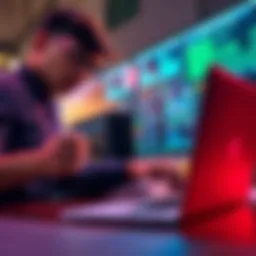 A facilities IT manager creating a custom GPT system with a laptop, showcasing workflow improvements and project management tools.