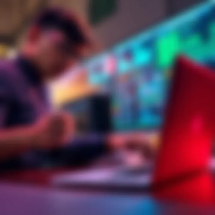 A facilities IT manager creating a custom GPT system with a laptop, showcasing workflow improvements and project management tools.