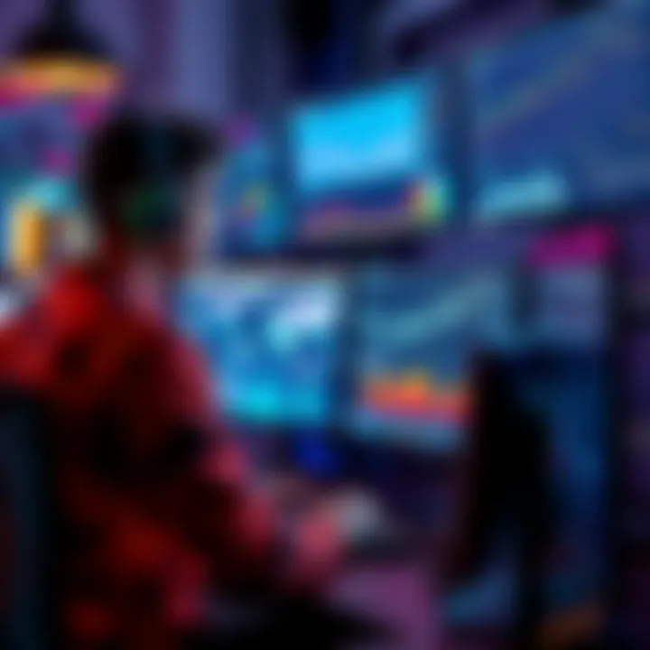 A developer working on a computer, looking at multiple screens with different AI API interfaces and data charts, symbolizing the complexity of managing multiple AI systems.