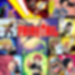 A collage of manga panels based on Fairy Tail fan fiction created using ChatGPT, showcasing vibrant characters and action scenes.