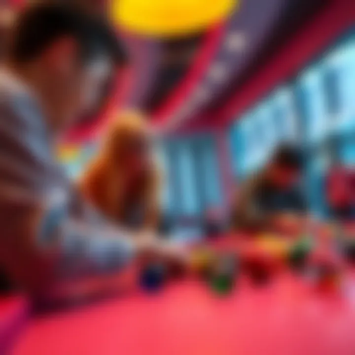 Players enjoying a colorful marble game with vibrant marbles and a smooth surface