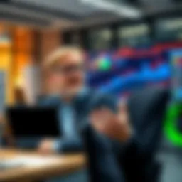 Marc Andreessen speaks about AI's impact on productivity in a modern office setting, with charts and graphs in the background.