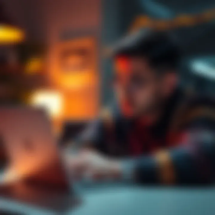 A frustrated person reading a negative review about Markavo on a laptop with a disappointed expression