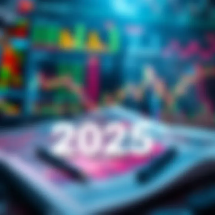 Graphs and charts showing market trends and economic data for 2025
