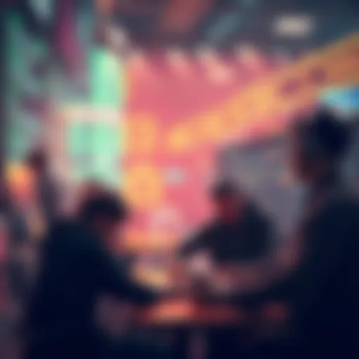 A graphic showing developers reviewing AI-generated code with a marketplace theme, emphasizing collaboration and quality assurance.