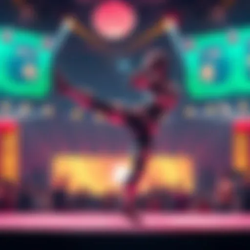 A Unitree martial arts robot performing a high kick at the Spring Festival Gala stage, surrounded by colorful lights and an enthusiastic audience.