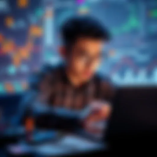 A person studying math equations on a laptop, surrounded by AI concepts and graphs.