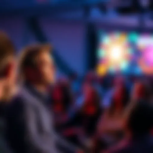 A confident Matt speaking at a tech conference, addressing an audience with a mix of surprise and curiosity on their faces.