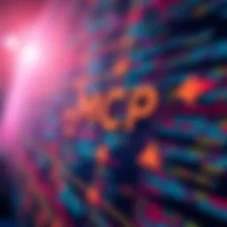 A visual representation of MCP concepts in API calls showing code snippets and arrows indicating integration paths