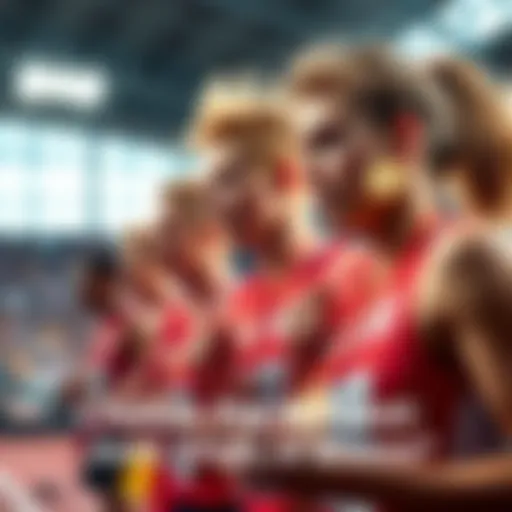 Athletes competing for gold, silver, and bronze medals during a sports event.