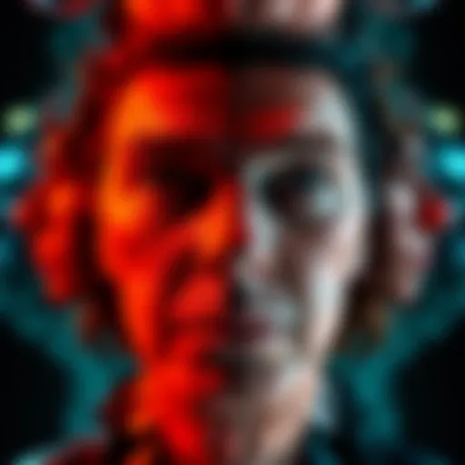 A split image showing a classic Thatcher illusion, where faces are flipped upside down, highlighting the altered perception of facial features.