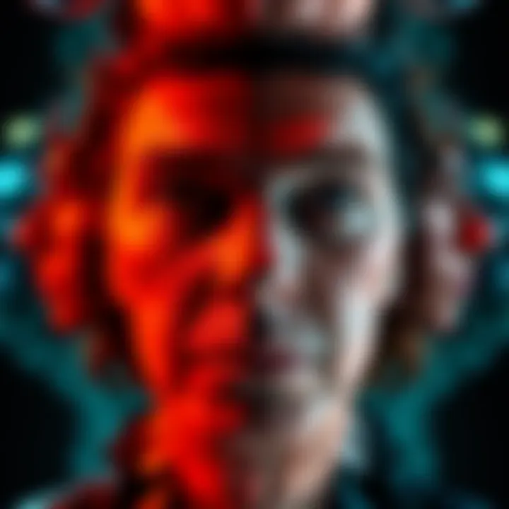A split image showing a classic Thatcher illusion, where faces are flipped upside down, highlighting the altered perception of facial features.