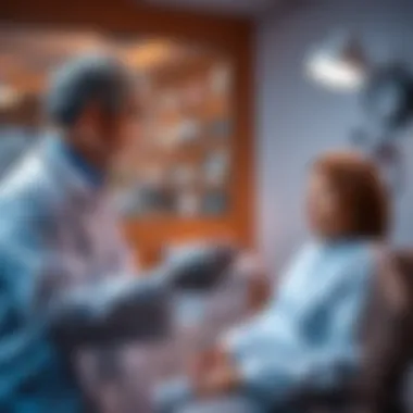 A doctor explaining medical bypass options to a patient in a medical office