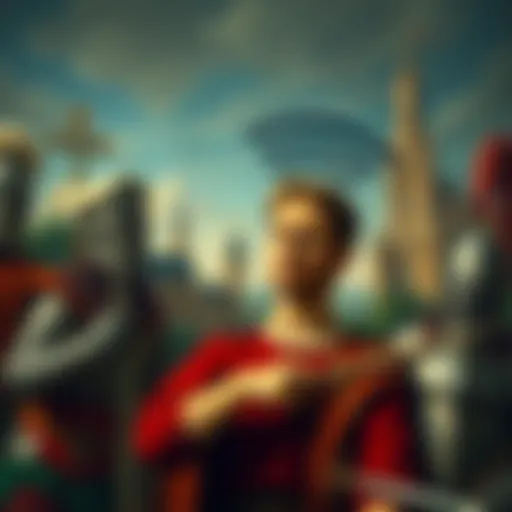 A whimsical medieval painting showing a person looking frustrated with a broken Wi-Fi signal surrounded by historical elements like castles and knights.