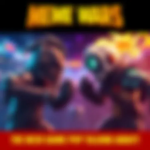 Two characters facing off in a 1v1 match inspired by popular memes, showcasing competitive gameplay and humor.