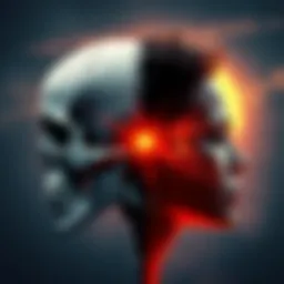 A split image showing the symbols of Memento Mori, like a skull, and Amor Fati, representing acceptance and fate, with a serene background.