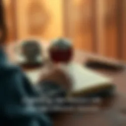 A person writing in a journal with a cup of coffee in the background, symbolizing storytelling and personal reflection.