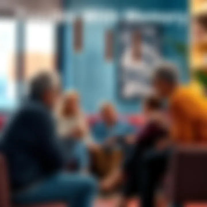 A group of people discussing their memory problems in a casual setting, sharing tips and support with each other.