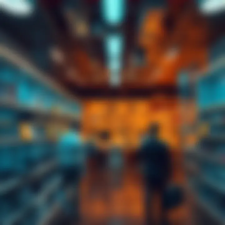 A visual representation of a memory chip shortage impacting Apple and Microsoft, showing empty shelves and anxious employees in a tech office
