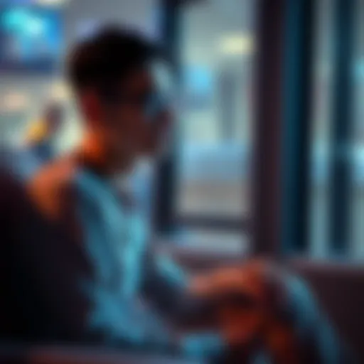 A person sitting quietly, deep in thought, as if conversing with an invisible AI in their mind, showing a look of contemplation and engagement.